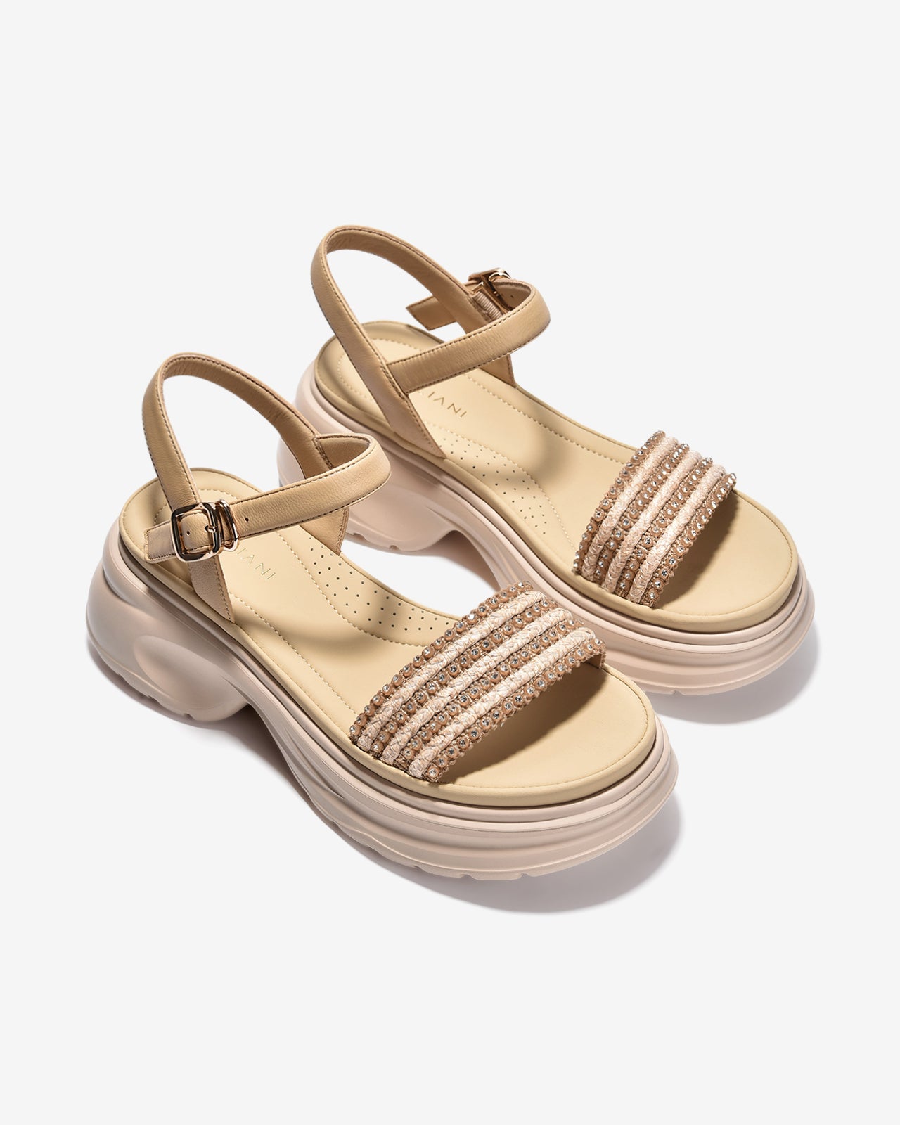 Giày Sandal Xuồng Zuciani Quai Đan Dây Đính Đá-SMD07-Kem Color1