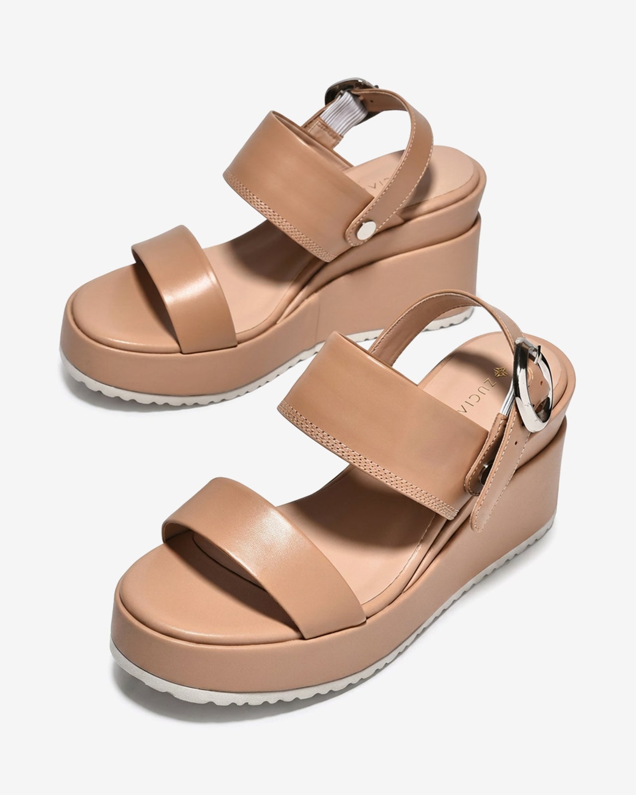 Sandal Xuồng Zuciani Đế 9CM Quai Đôi-SSD01-Kem Color2