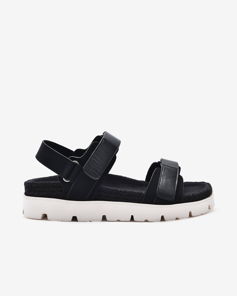 Giày Sandals Zucia Quai Dán Đế Phối Cói-STH92-Đen Color2First