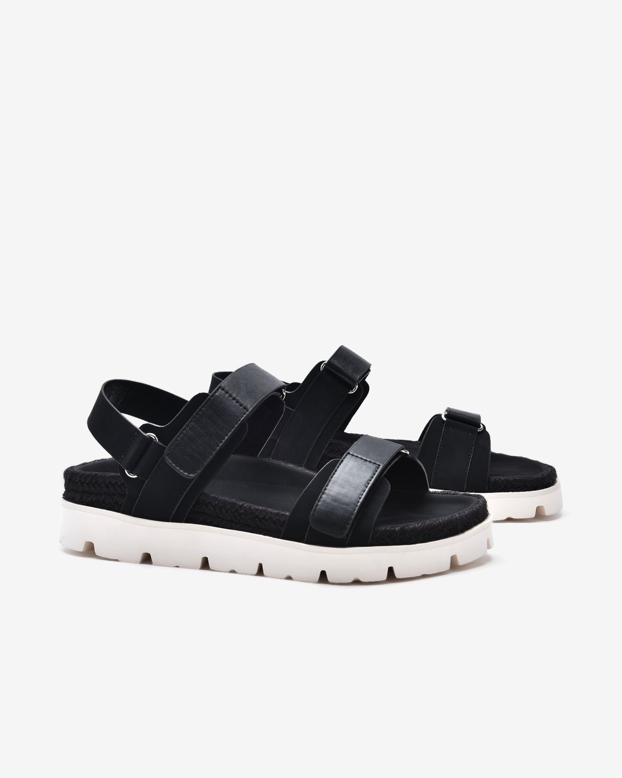 Giày Sandals Zucia Quai Dán Đế Phối Cói-STH92-Đen Color2