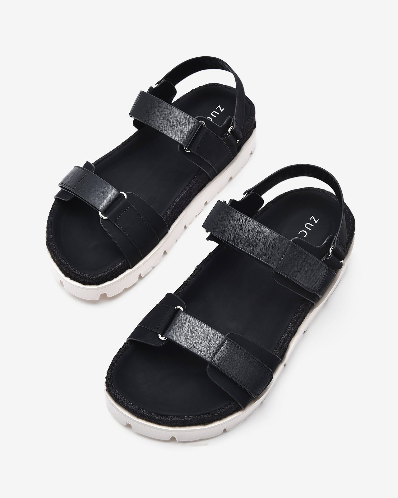 Giày Sandals Zucia Quai Dán Đế Phối Cói-STH92-Đen Color1