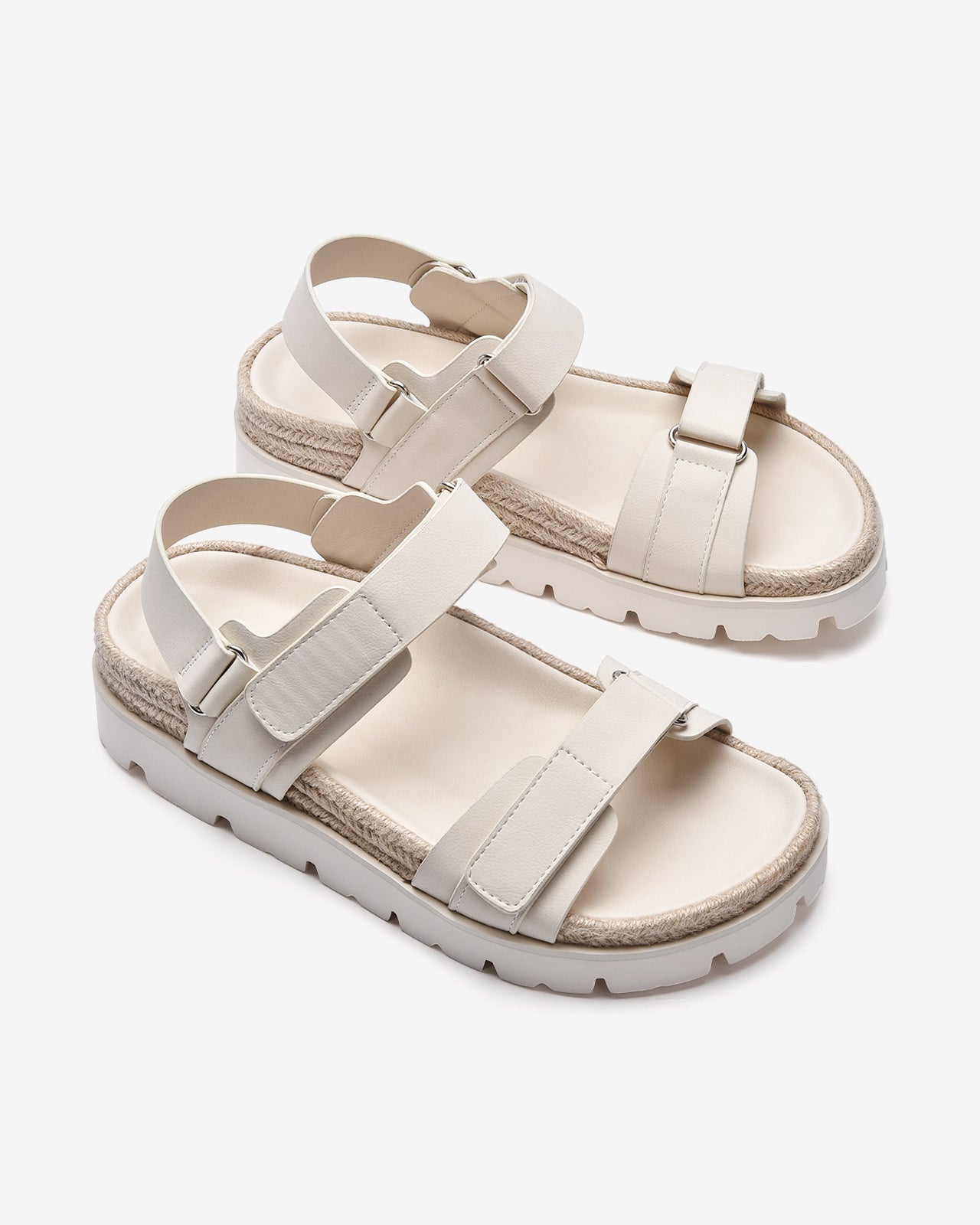 Giày Sandals Zucia Quai Dán Đế Phối Cói-STH92-Kem Color1