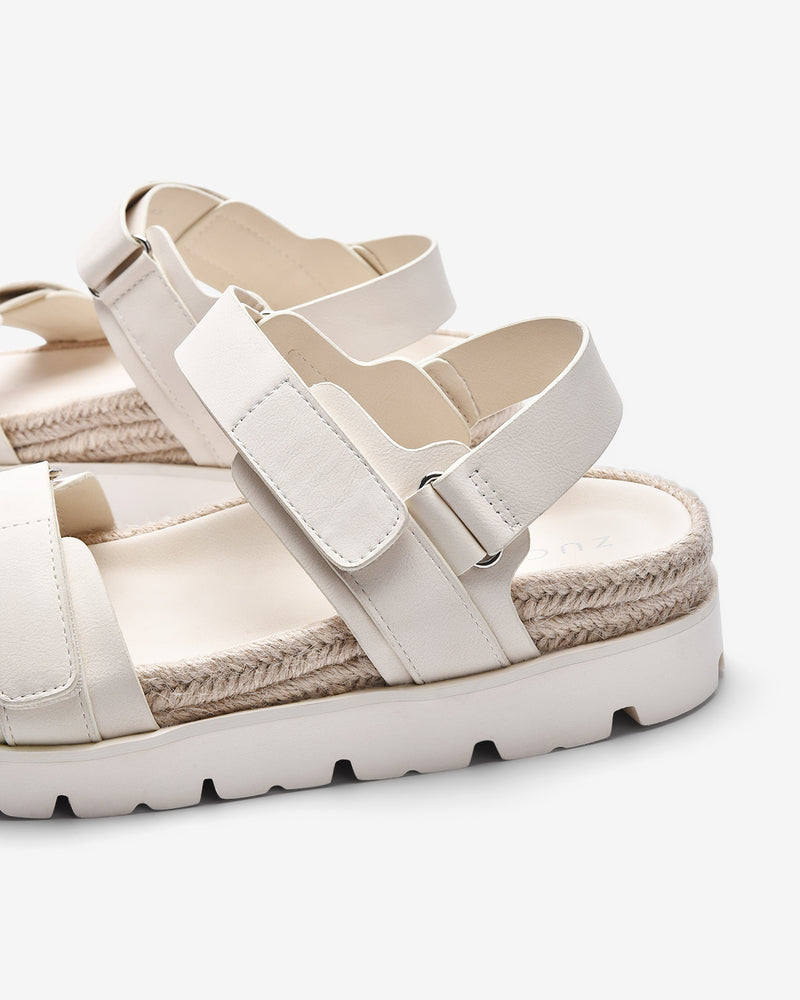 Giày Sandals Zucia Quai Dán Đế Phối Cói-STH92-Kem Color2