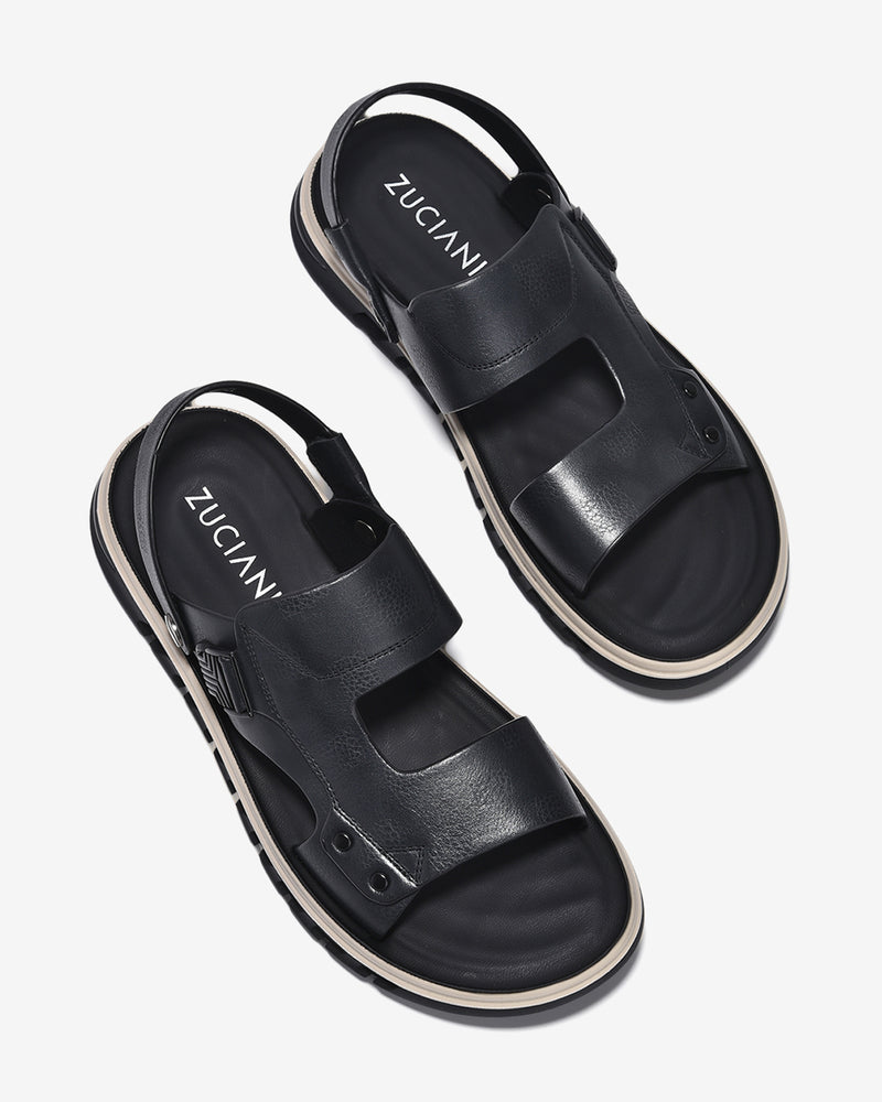 Giày Sandals Nam Zuciani Quai Da Dập Vân-SCF64-Đen Color2