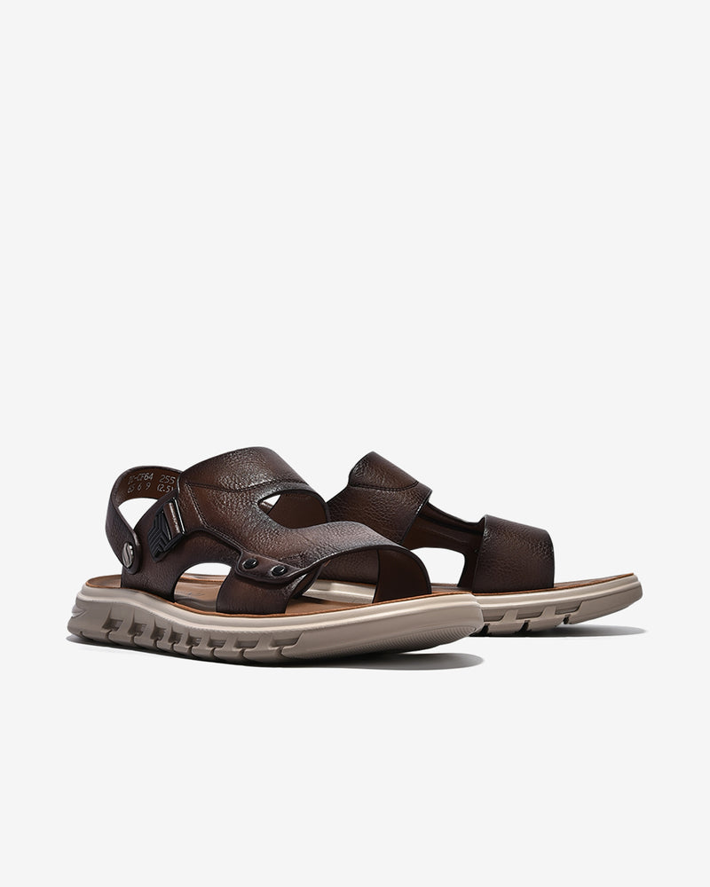 Giày Sandals Nam Zuciani Quai Da Dập Vân-SCF64-Nâu Color1