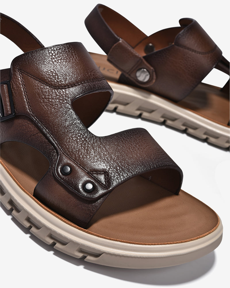 Giày Sandals Nam Zuciani Quai Da Dập Vân-SCF64-Nâu Color2