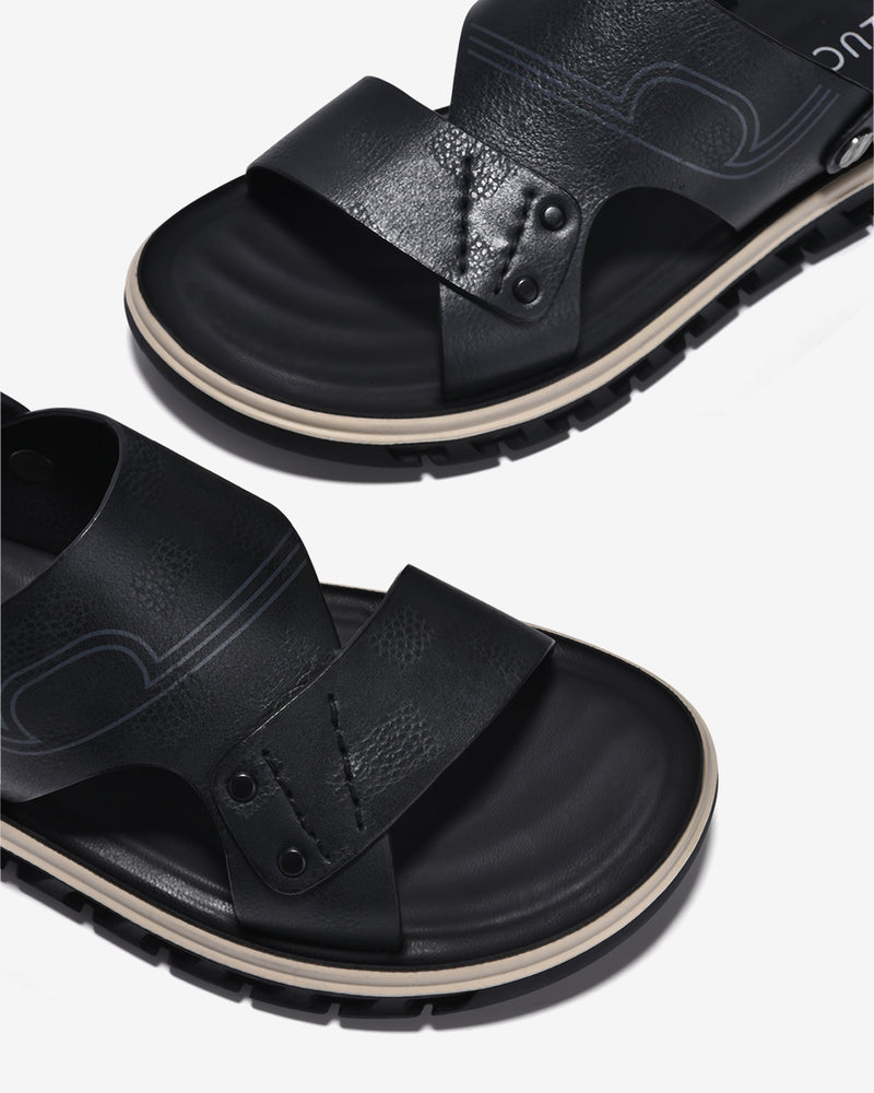 Giày Sandals Nam Zuciani Viền Đế Trắng-SCF66-Đen Color1