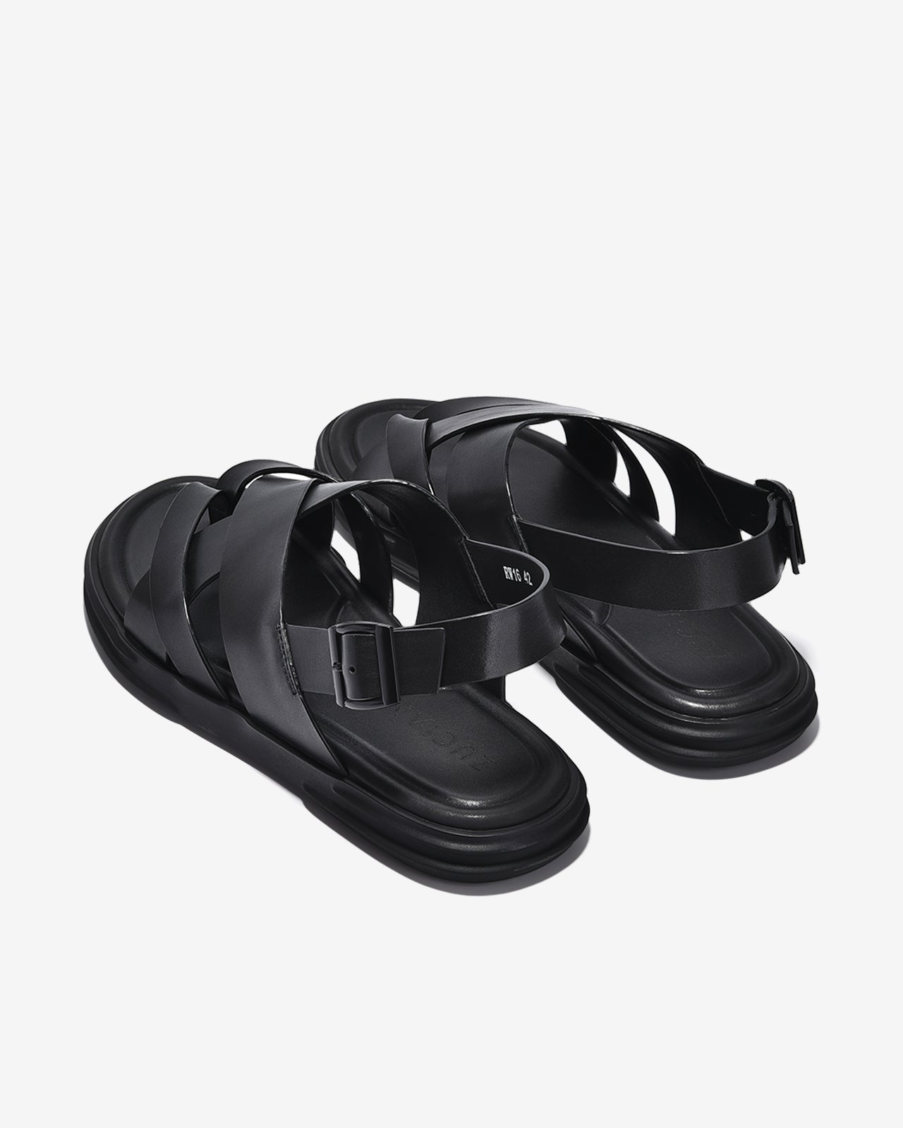 Sandal Nam Zuciani Quai Đan Chéo Da Bóng-SRW16-Đen Color1