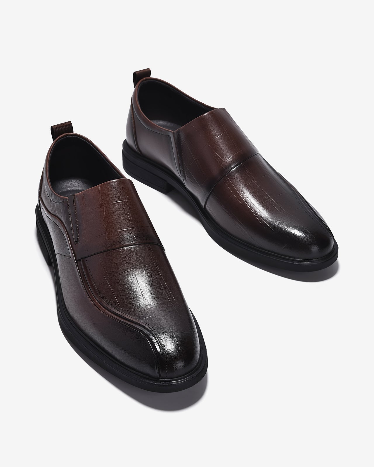 Giày Tây Nam Zuciani Không Dây Dập Vân-GRD60-Nâu Color1