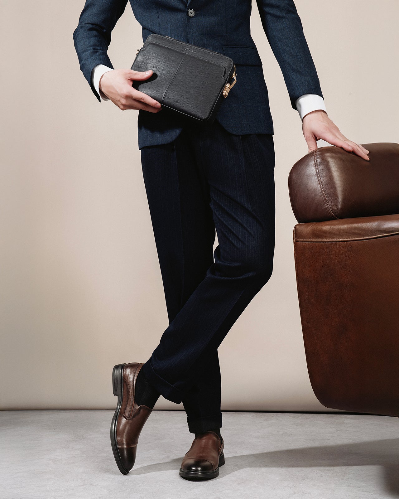 Giày Tây Nam Zuciani Không Dây Lịch Lãm-GRD64-Nâu Color2