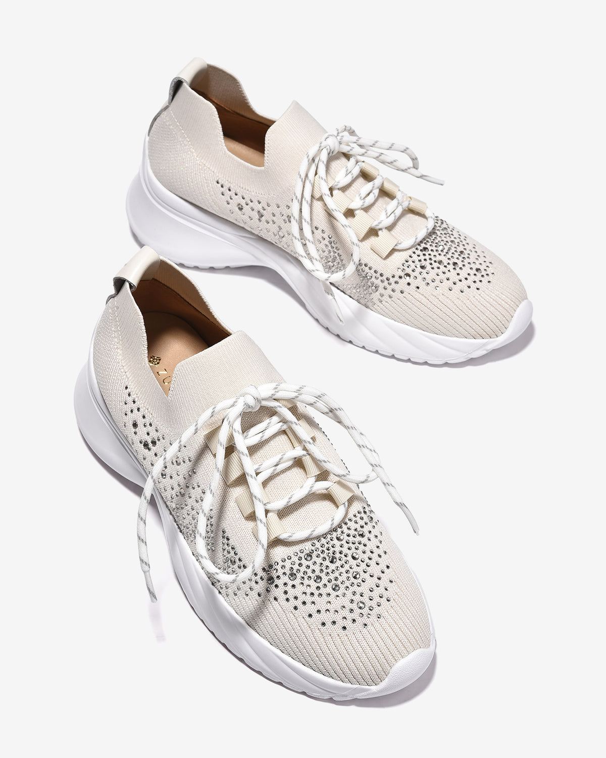 Giày Thể Thao Đính Đá Zuciani Đế Cao 6cm-GSD08Kem Color3