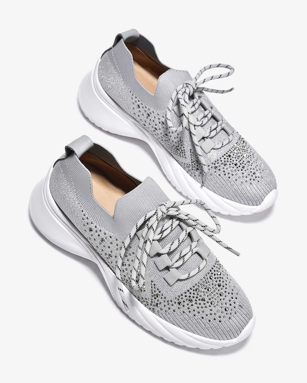 Giày Thể Thao Đính Đá Zuciani Đế Cao 6cm-GSD08-Xám Color2