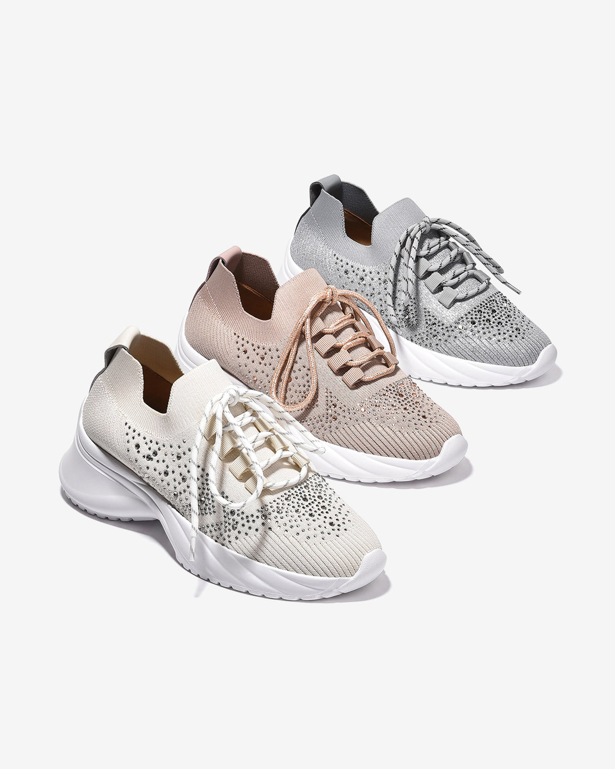 Giày Thể Thao Đính Đá Zuciani Đế Cao 6cm-GSD08-Xám Color2
