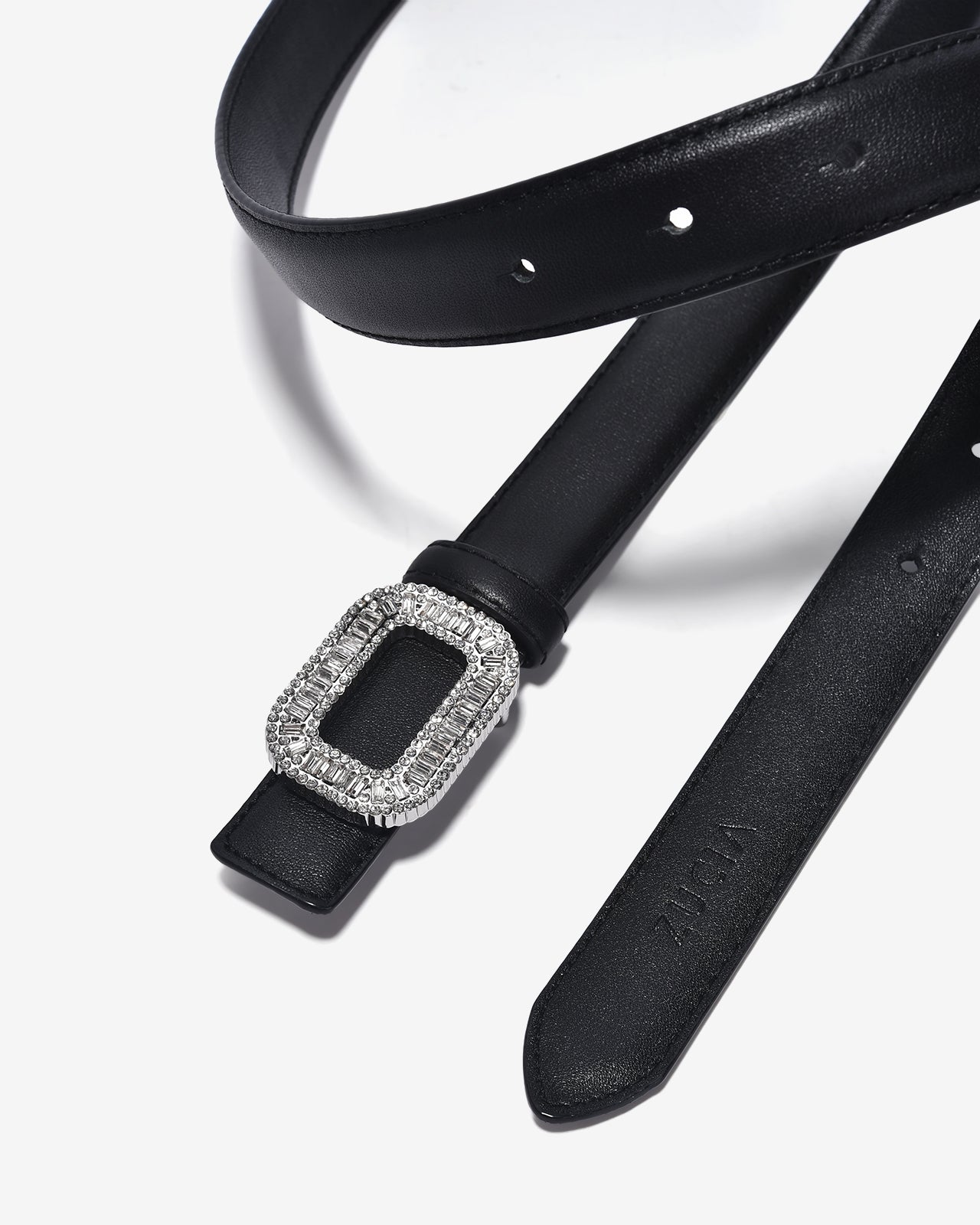 Nịt Da Nữ Zucia Khoá Vuông Đính Đá-TD22-Đen Color2