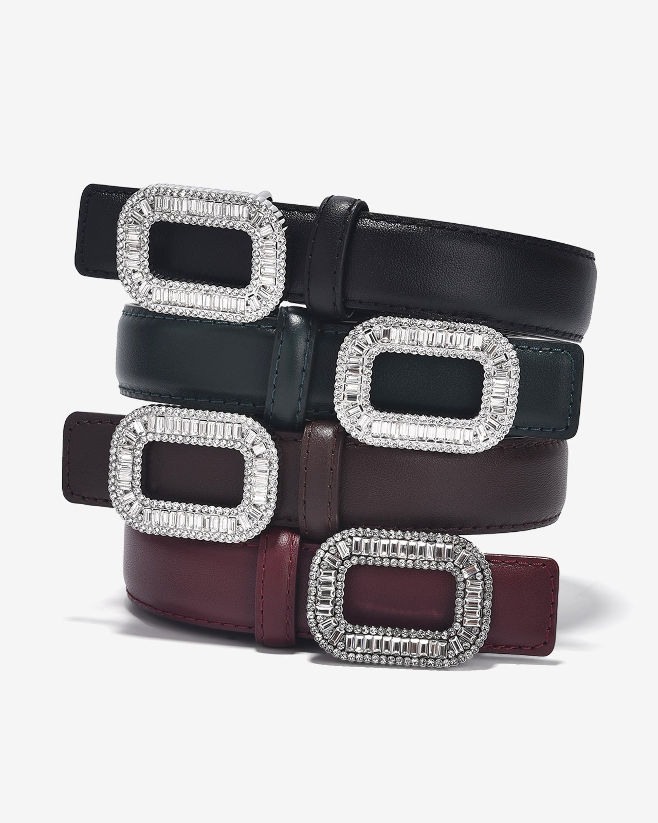 Nịt Da Nữ Zucia Khoá Vuông Đính Đá-TD22-Đen Color1