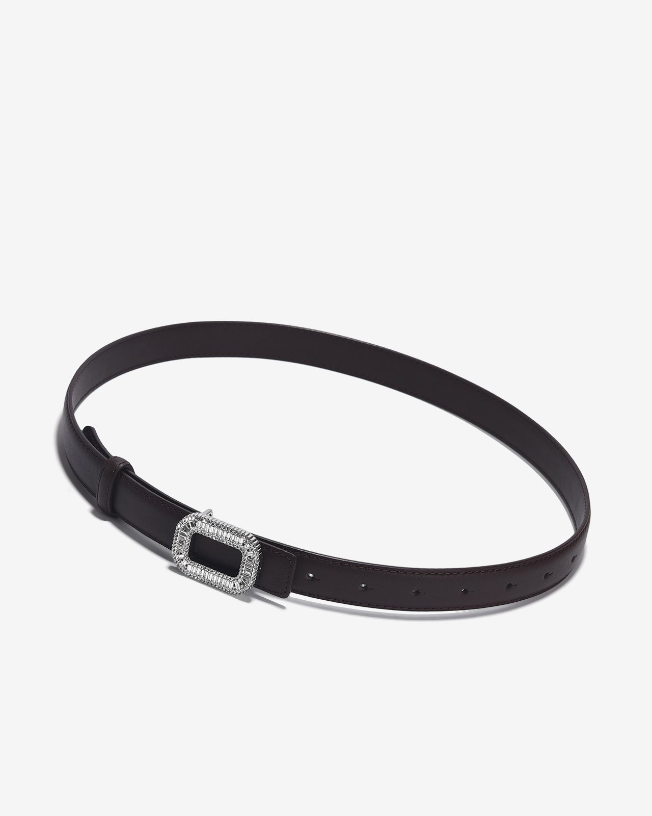 Nịt Da Nữ Zucia Khoá Vuông Đính Đá-TD22-Nâu Color1