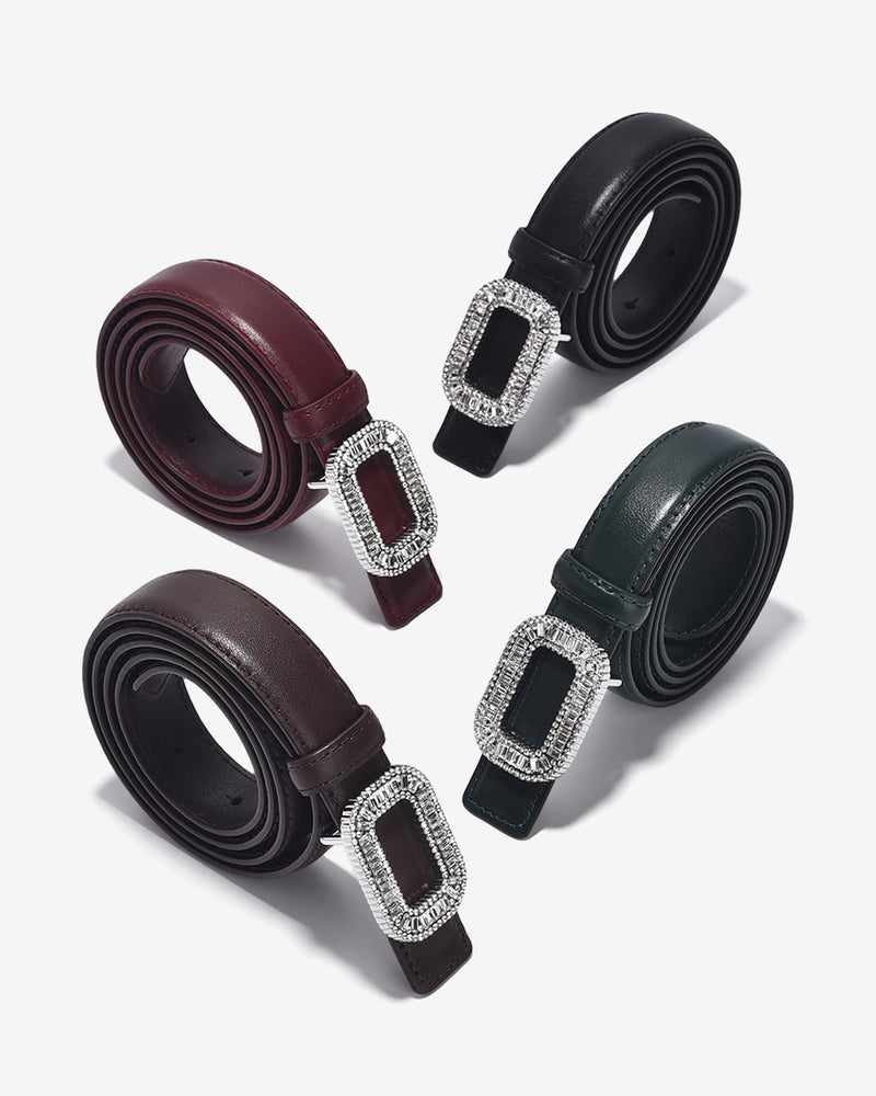 Nịt Da Nữ Zucia Khoá Vuông Đính Đá-TD22-Nâu Color3