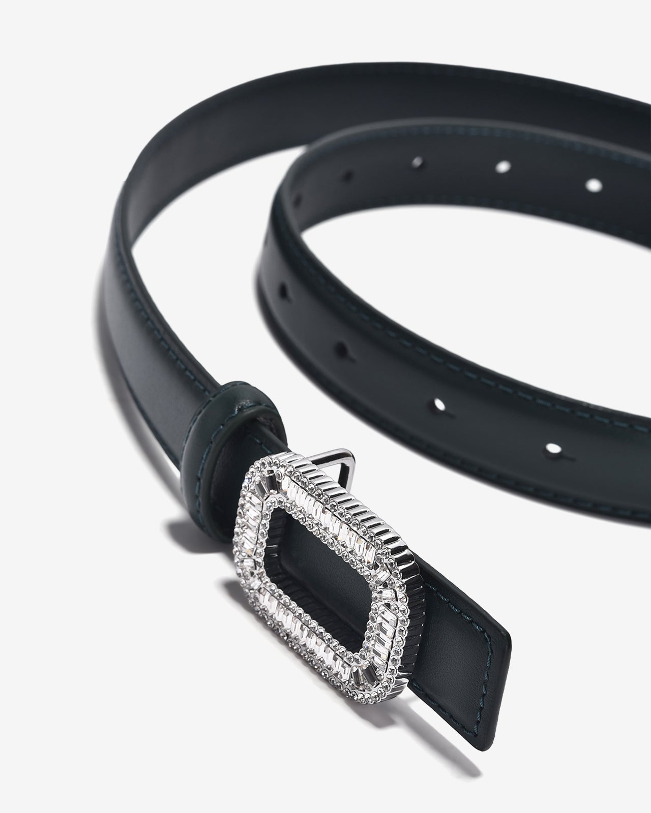 Nịt Da Nữ Zucia Khoá Vuông Đính Đá-TD22-Xanh Lá Color1