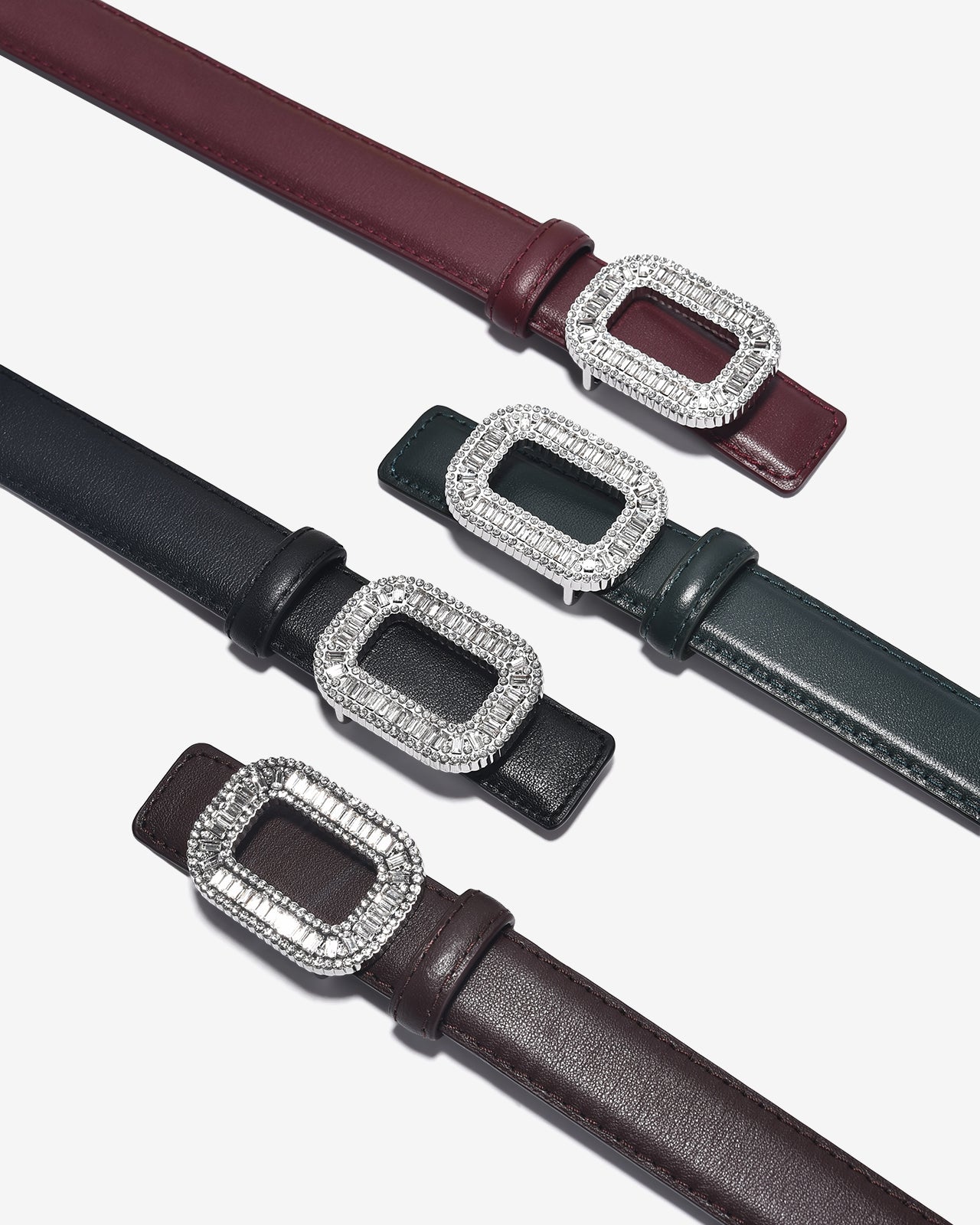 Nịt Da Nữ Zucia Khoá Vuông Đính Đá-TD22-Xanh Lá Color4