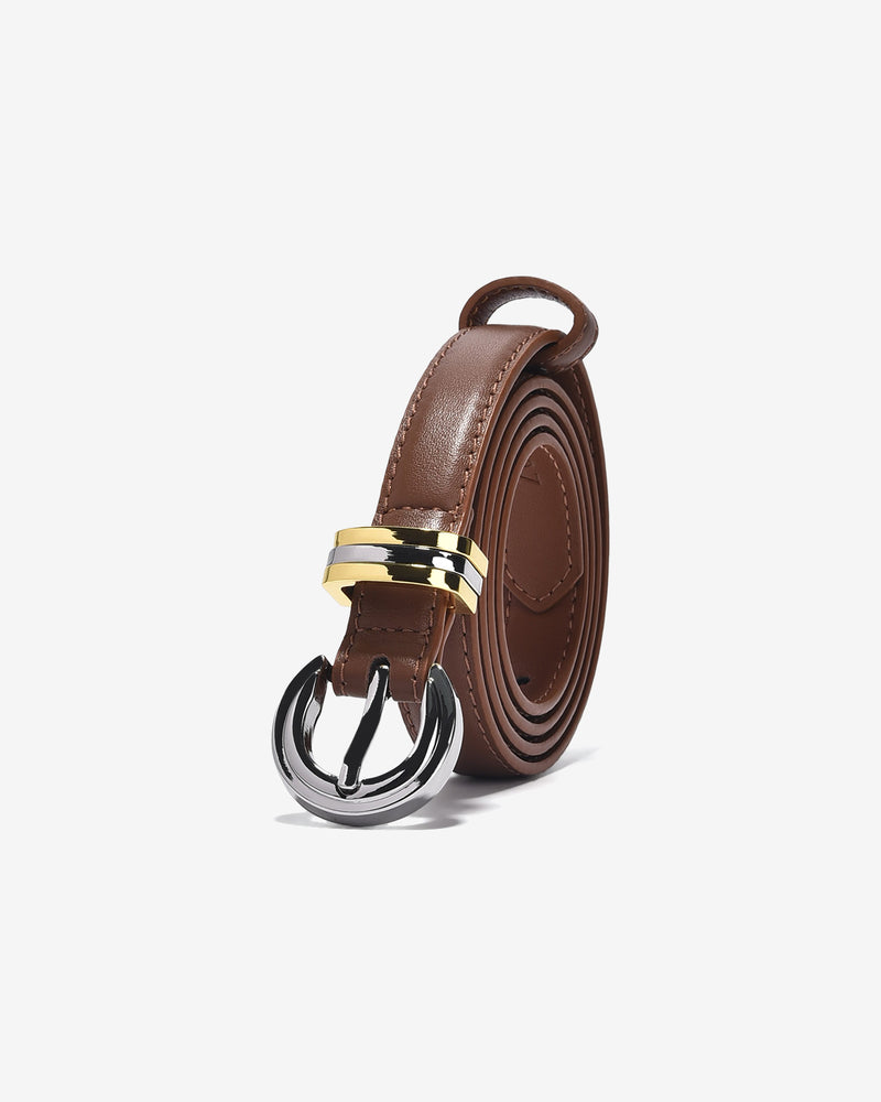 Nịt Da Nữ Zucia Khóa Kim Phối Màu-TD23-Bò Color3First