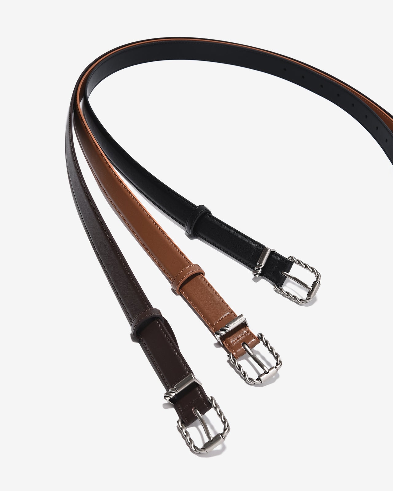 Nịt Da Nữ Zucia Khoá Vuông Kim Loại Hình Xoắn-TD31-Đen Color2