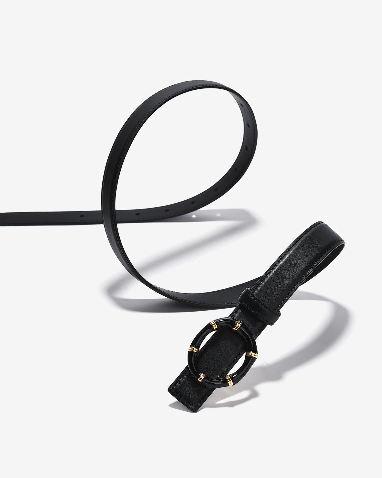 Nịt Da Nữ Zucia Khoá Tròn Phối Kim Loại Mạ Vàng-TD32-Đen Color2