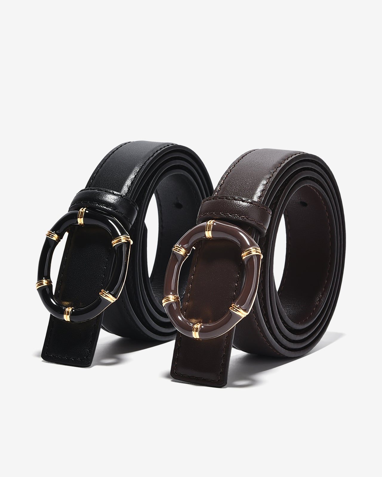 Nịt Da Nữ Zucia Khoá Tròn Phối Kim Loại Mạ Vàng-TD32-Đen Color1