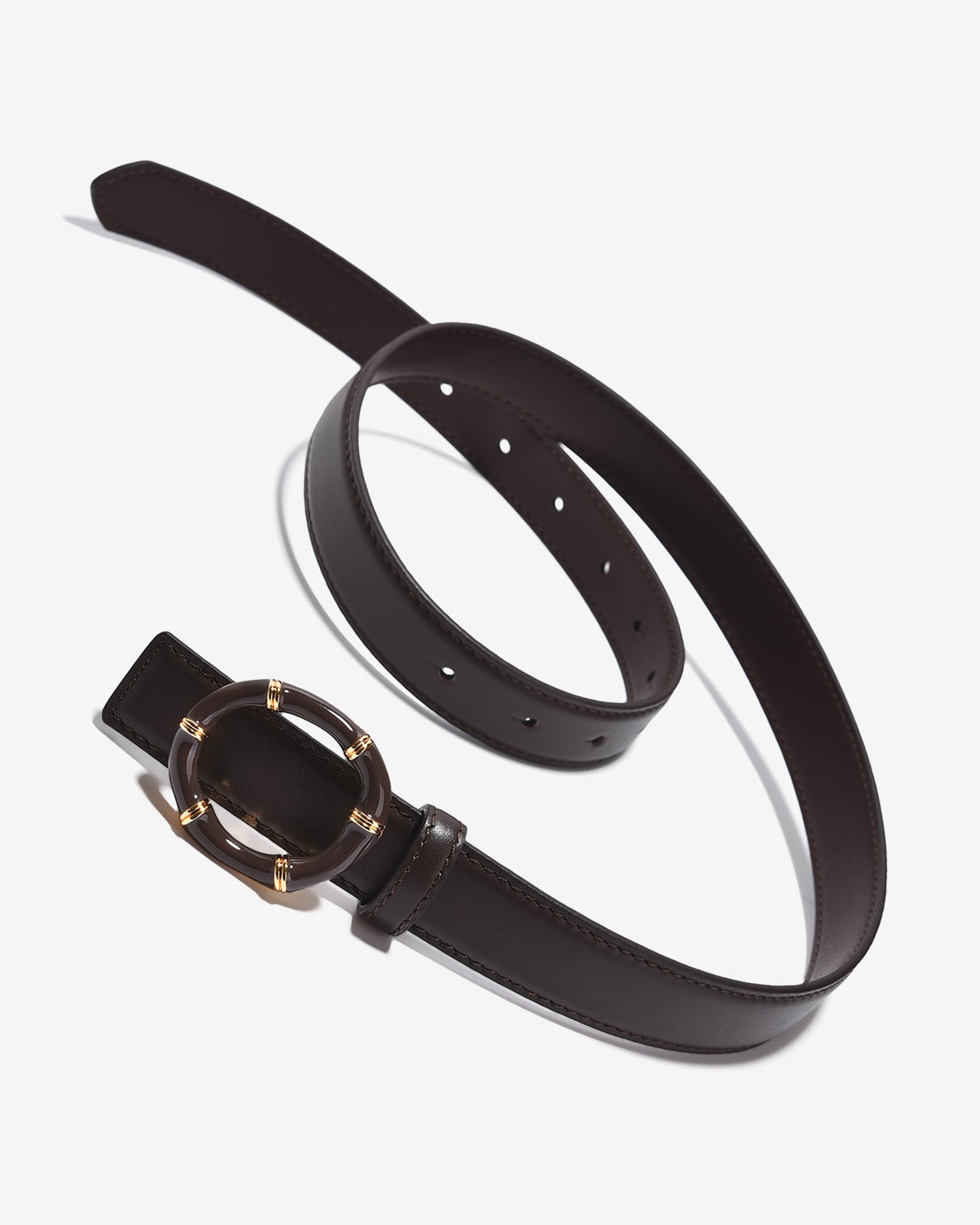 Nịt Da Nữ Zucia Khoá Tròn Phối Kim Loại Mạ Vàng-TD32-Nâu Color2