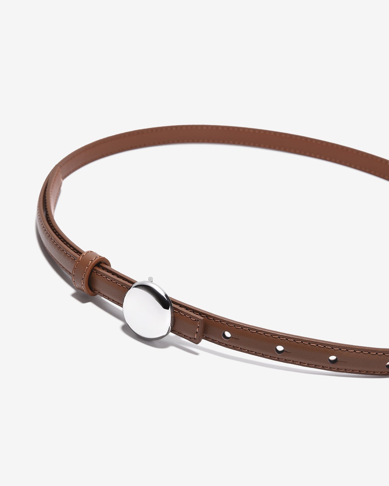 Nịt Da Nữ Zucia Khoá Kim Loại Tròn Bạc Dây Mảnh-TD34-Bò Color3