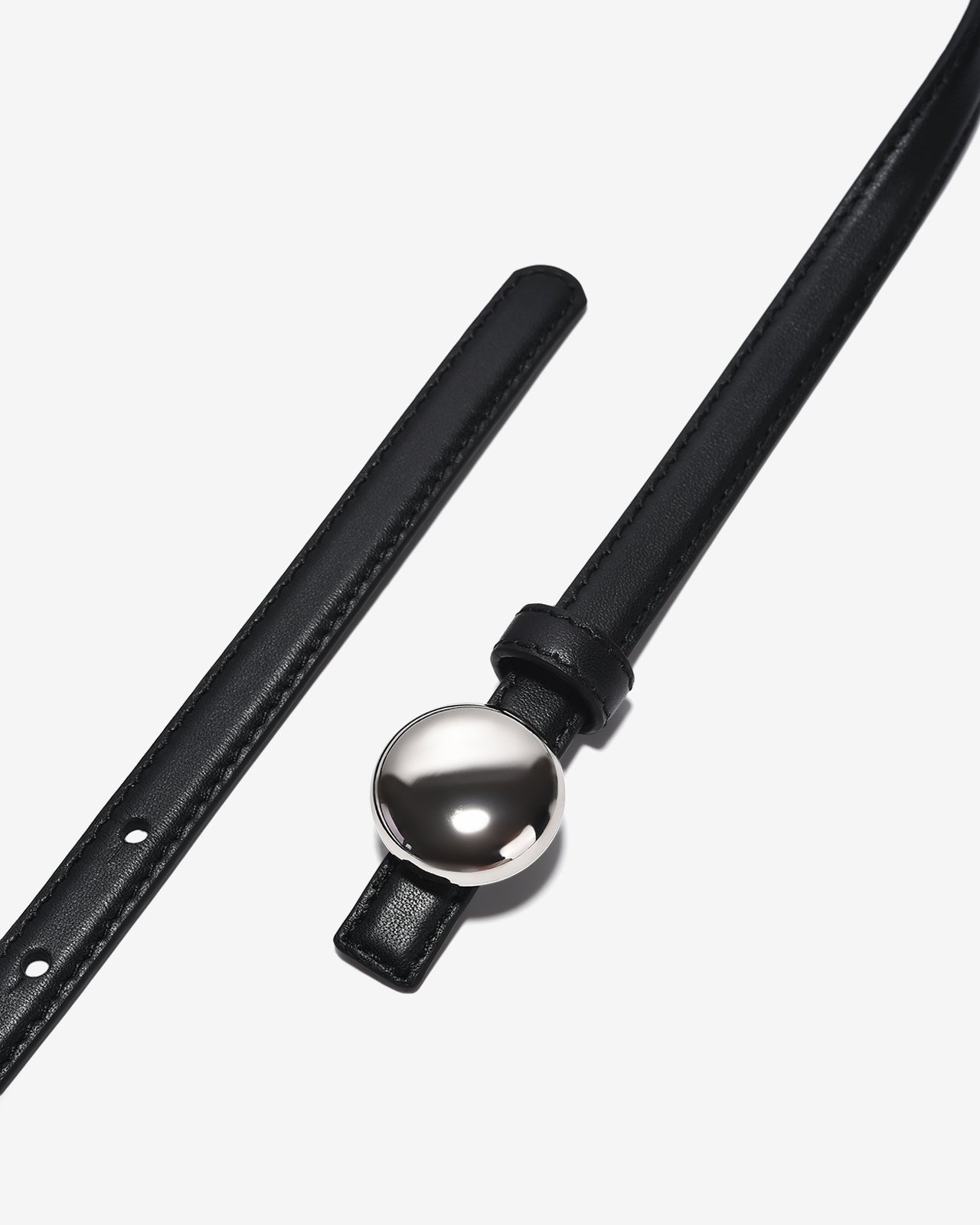 Nịt Da Nữ Zucia Khoá Kim Loại Tròn Bạc Dây Mảnh-TD34-Đen Color2