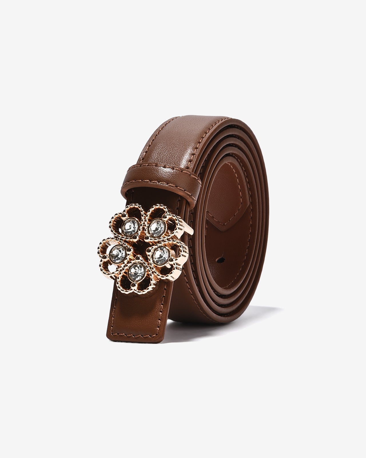 Nịt Da Nữ Zucia Đầu Khoá Hình Hoa Đính Đá-TD37-Bò Color2First