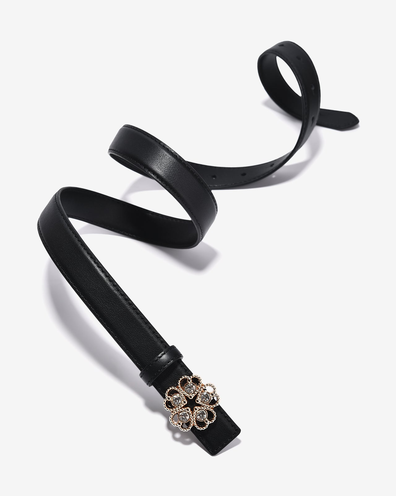 Nịt Da Nữ Zucia Đầu Khoá Hình Hoa Đính Đá-TD37-Đen Color2