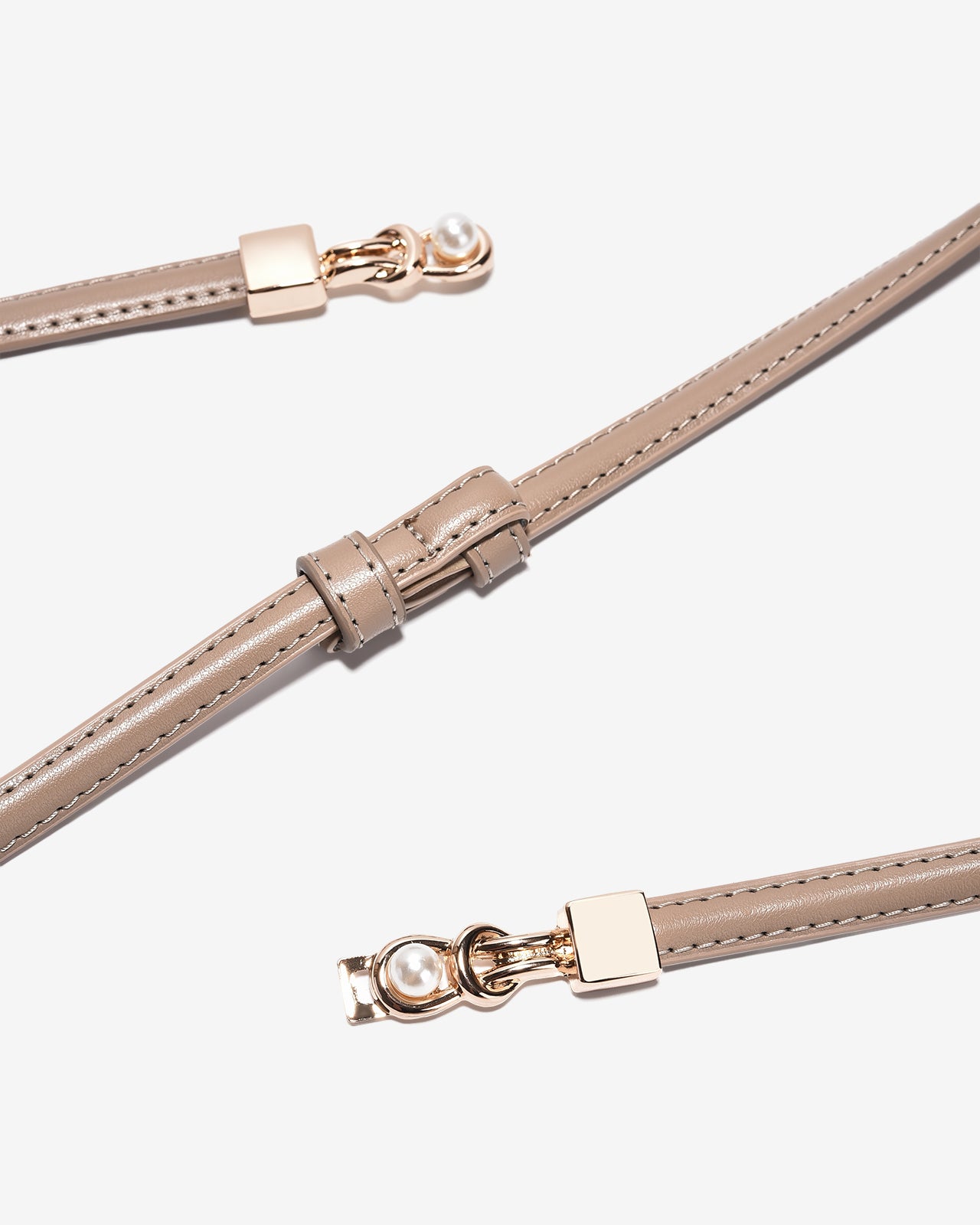 Nịt Da Nữ Zucia Đầu Khoá Cài Mạ Vàng Phối Hạt Ngọc-TD39-Cafe Color3