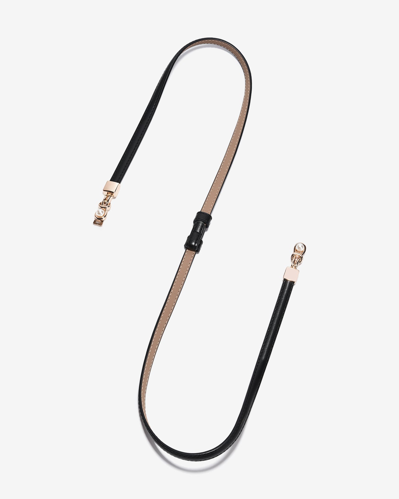 Nịt Da Nữ Zucia Đầu Khoá Cài Mạ Vàng Phối Hạt Ngọc-TD39-Đen Color1