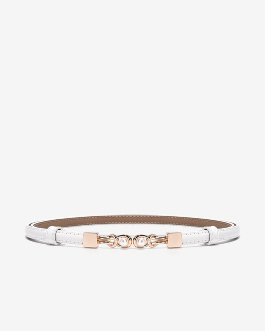 Nịt Da Nữ Zucia Đầu Khoá Cài Mạ Vàng Phối Hạt Ngọc-TD39-Trắng Color1First