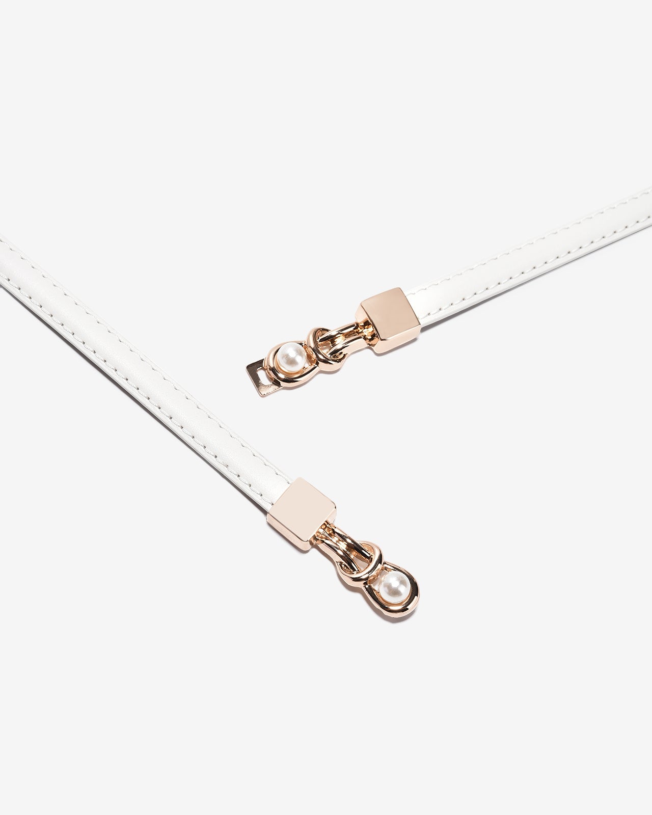 Nịt Da Nữ Zucia Đầu Khoá Cài Mạ Vàng Phối Hạt Ngọc-TD39-Trắng Color1