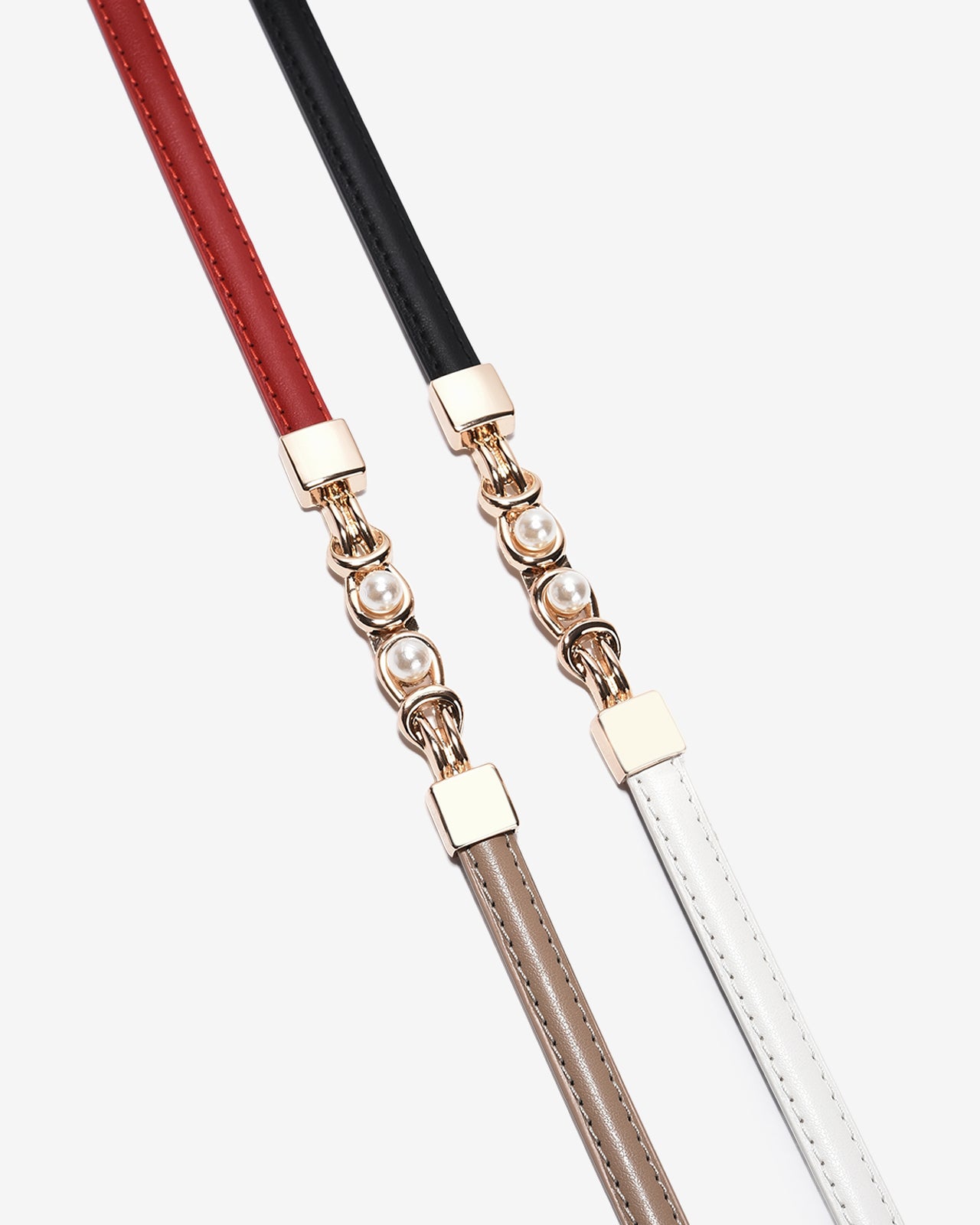 Nịt Da Nữ Zucia Đầu Khoá Cài Mạ Vàng Phối Hạt Ngọc-TD39-Trắng Color4