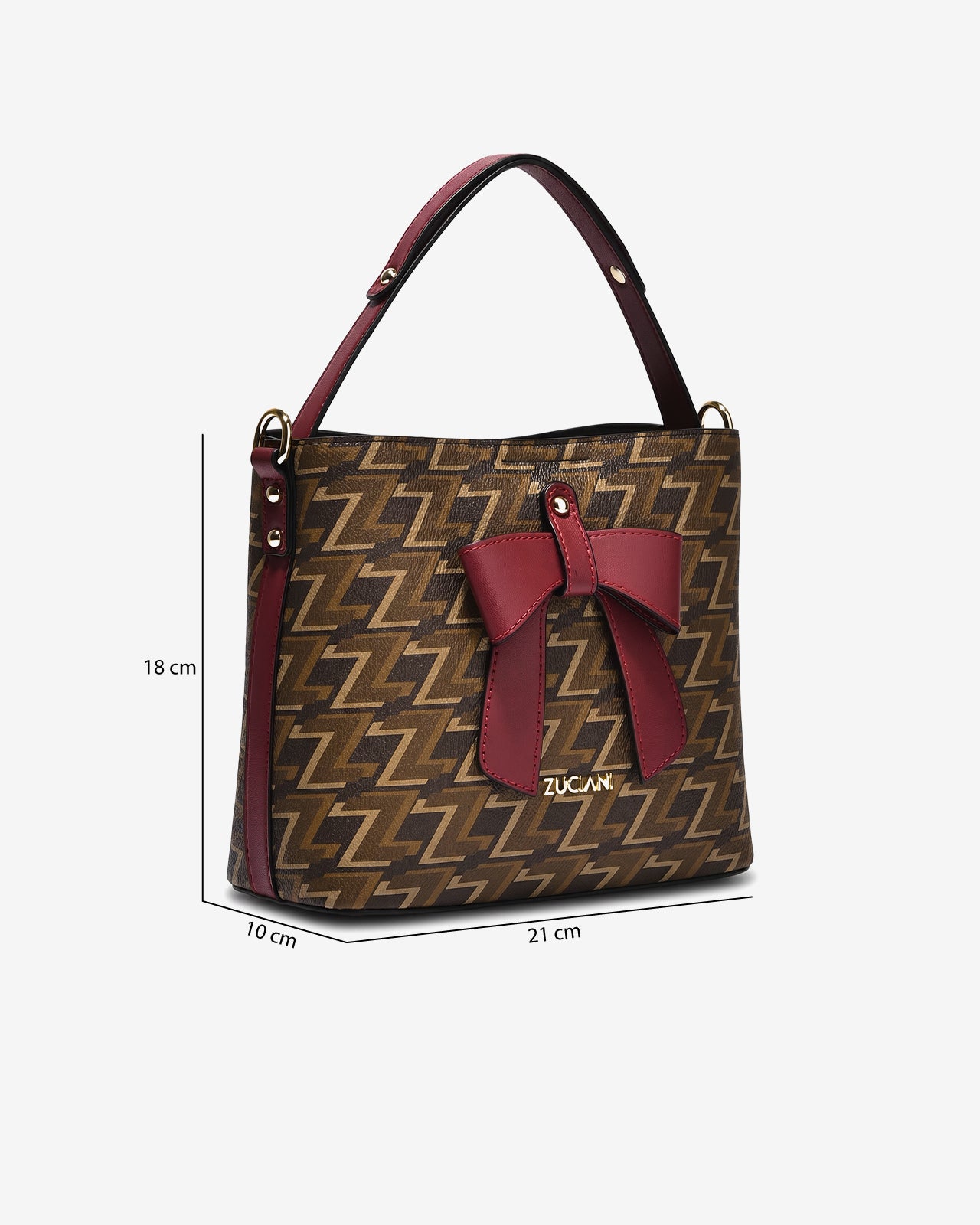 Túi Xách Nữ Dáng Hobo Khóa Nơ Zuciani Monogram Zen N13-JYS4Nâu Color1