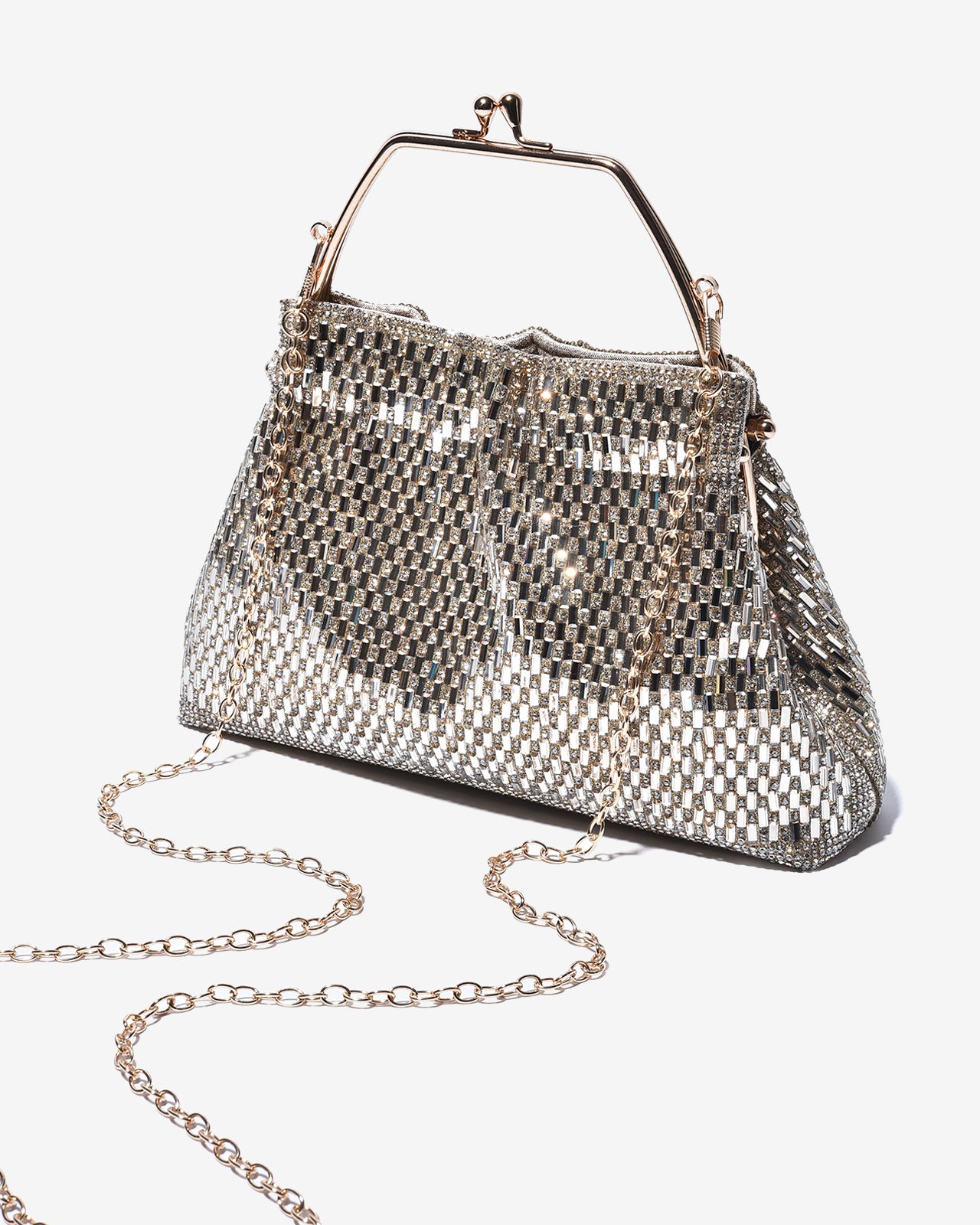 Ví Cầm Tay Đi Tiệc Dáng Frame Đá Xếp Lộng Lẫy Zucia Dance With Me N12-JM12-Vàng Color1